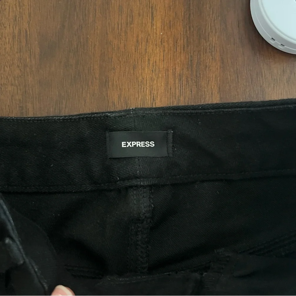 Express High Waisted Black 90s Slim Jeans in pitch black // size Small Regular - Picture 7 of 8
